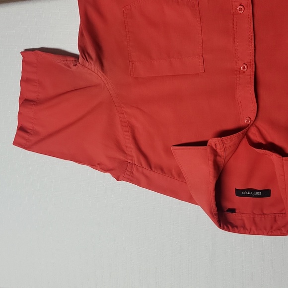 Zenformen professionnal Casual Button Down men Dress Shirt short sleeves red - Picture 13 of 15